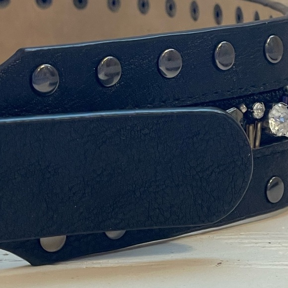BLACK Silver Belt High Waist Rhinestone Beaded Studded Women’s Medium 28-31”. - Picture 12 of 16